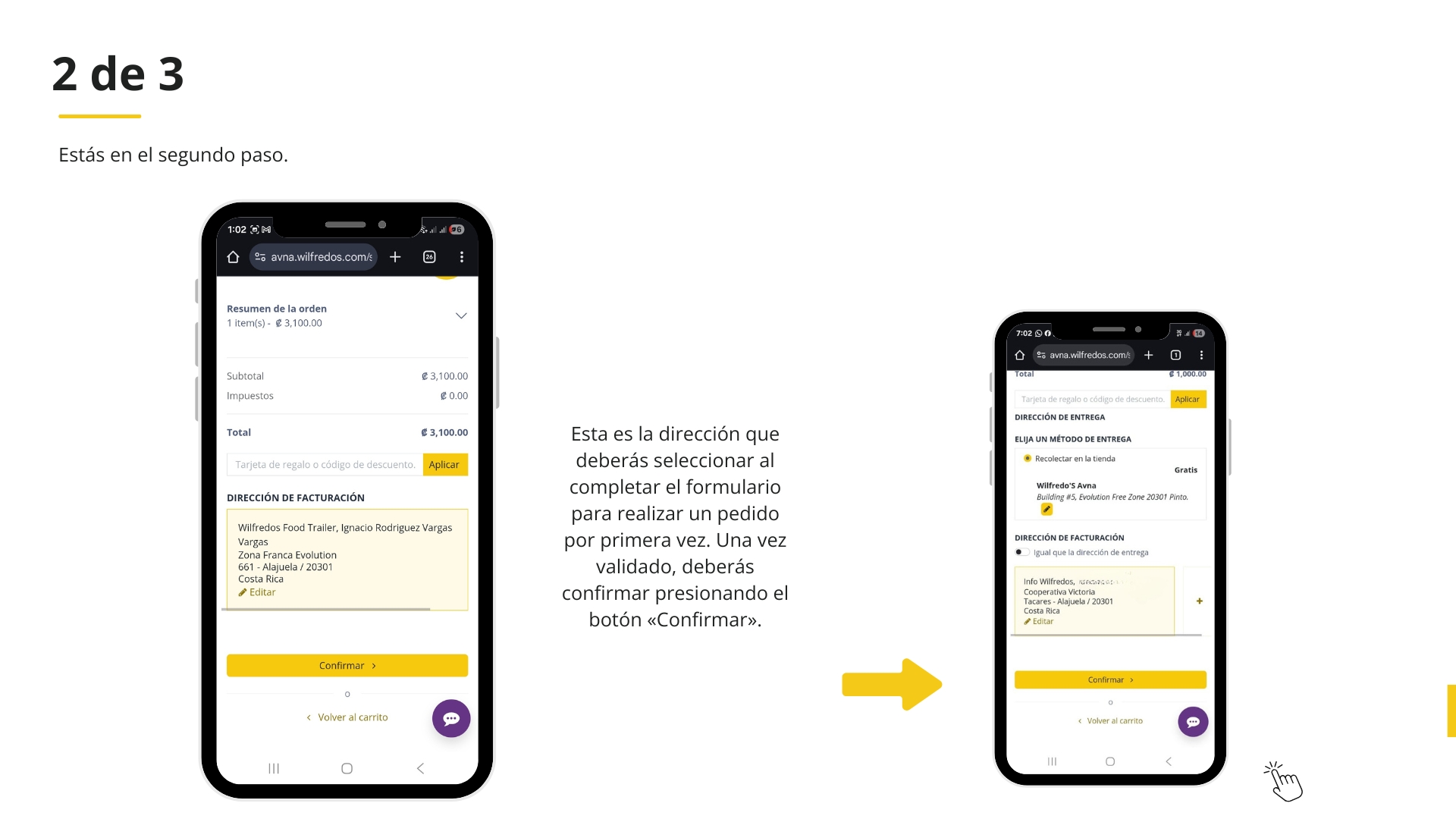 Paso 2: Confirma el Lugar de Retiro